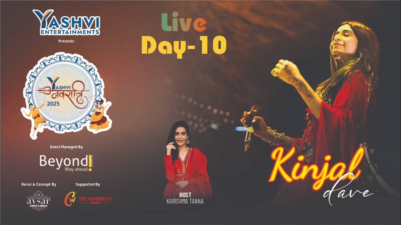 Yashvi Navratri 2025 | Live Garba Day 10 | Kinjal Dave | Host Karishma Tanna | Surat 2025
