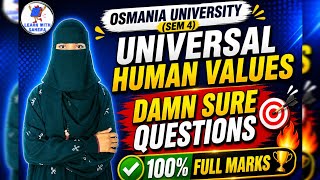 UHV | Degree Semester-4 Universal Human Values damn sure questions✅💯/ O.U / Score "O" grade