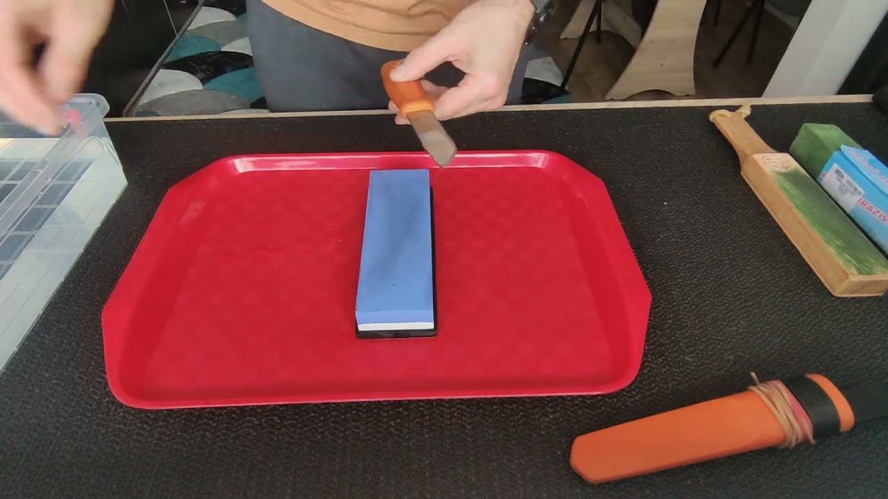 How to Sharpen a Morakniv Kansbol Knife with Waterstone 1000/6000 plus Lether Strop Compound