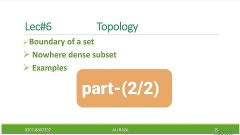 Topology lec#6(2/2) Nowhere dense subsets in a Topological space