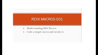 REXX Programming | Macros | 01 | Introduction