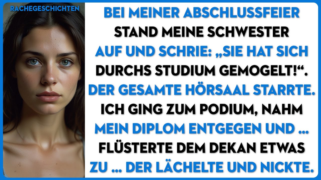 BEI MEINER ABSCHLUSSFEIER SCHRIE MEINE SCHWESTER: „SIE HAT SICH DURCHS STUDIUM GEMOGELT!“.