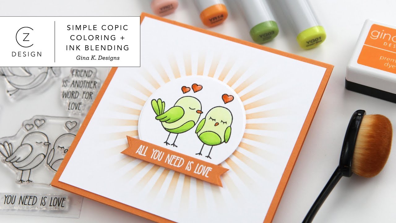 Simple Copic Coloring + Ink Blending (Gina K. Designs Mini Stamps ...