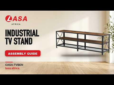 Industrial TV Stand for TVs up to 65 Inches, Rustic Brown & Black – Assembly