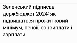 Зеленський підписав держбюджет-2024: як підвищаться прожитковий мінімум, пенсії, соцвиплати і ...