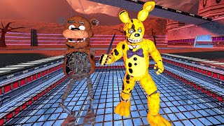 The animatronics from the movie are chasing us in the Garry's Mod sandbox FNAF COOP