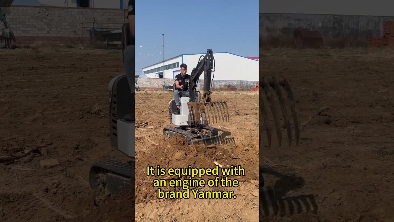 Multi-functional mini excavator that can dig, shovel, and crush. 