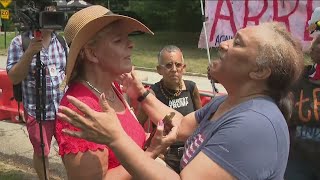 Trump supporters and protesters dig in outside the Fulton County Jail