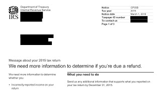How to Understand Your CP05b Notice (IRS needs additional information about your tax refund)