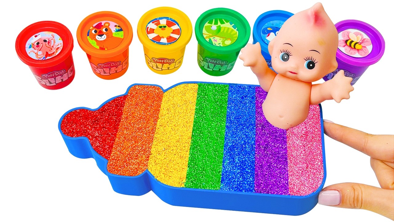 Satisfying Video l How To Make Rainbow BOTTLE MILK Glitter Bathtub FROM Mixing Slime Cutting ASMR