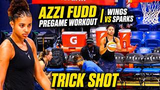Azzi Fudd tries TRICK SHOT 3’s in pregame workout | Wings vs Sparks