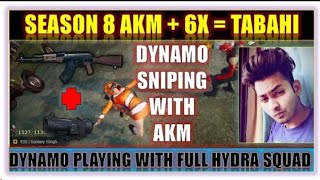 DYNAMO SEASON 8 SNIPPING WITH AKM WITH 6X SCOPE. INSANSE GAMEPLAY BY DYNAMO