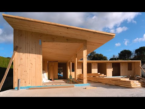 Vivienda pasiva en Ames - timelapse de la construcción de la estructura con madera contralaminada