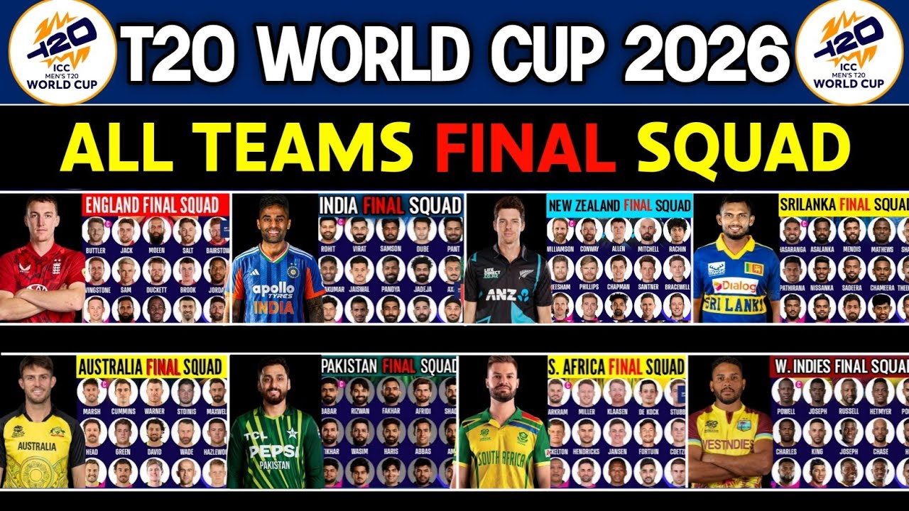 Чемпионат мира по крикету T20 2026 — Окончательный состав всех команд | Окончательный состав всех...