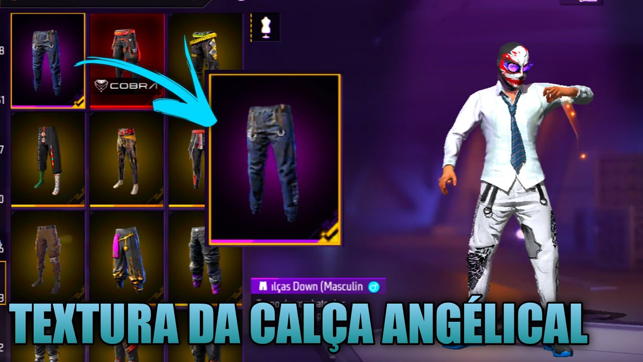 TEXTURA DA CALÇA ANGÉLICAL BRANCA NA CALÇA DOWN NO FREE FIRE