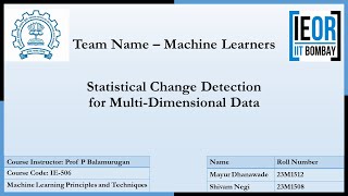 Statistical Change detection for Multidimensional Data Analysis || Machine Learning project