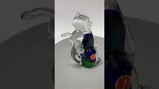Murano art glass Cat Figurine lot of 2