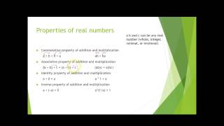 Algebra 1 Chapter 1 Section 8 - Properties of real numbers