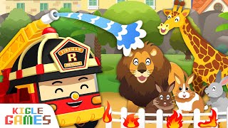 동물원에 불이 났어요! 구조대 출동 | 로보카폴리 영어놀이 | 경찰차 구급차 엠버 소방차 로이 중장비 폴리스 영어게임 숫자놀이 어린이영어 | 키글 게임 | KIGLE GAMES screenshot 4