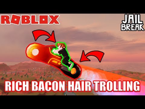 Playing As Rich Bacon Hair Roblox Jailbreak - funny roblox bacon hair videos