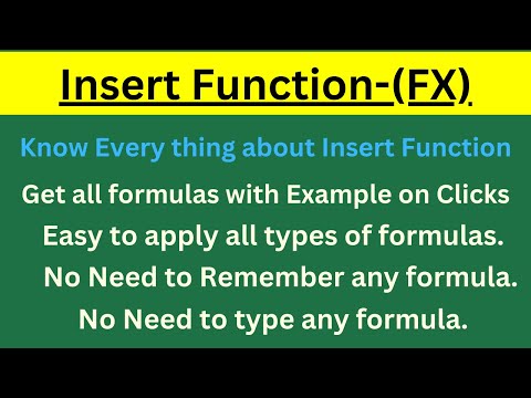 Insert Function | How to use Insert Function | Complete information| Easy to apply all formulas.