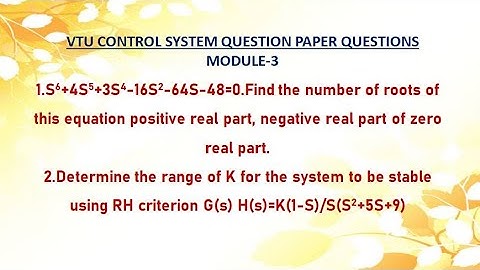 VTU Question paper control system on R-H criteria
