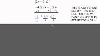 MAC 1105 sec. 1.7 part 4 - solve absolute value inequalities that have a less than sign.