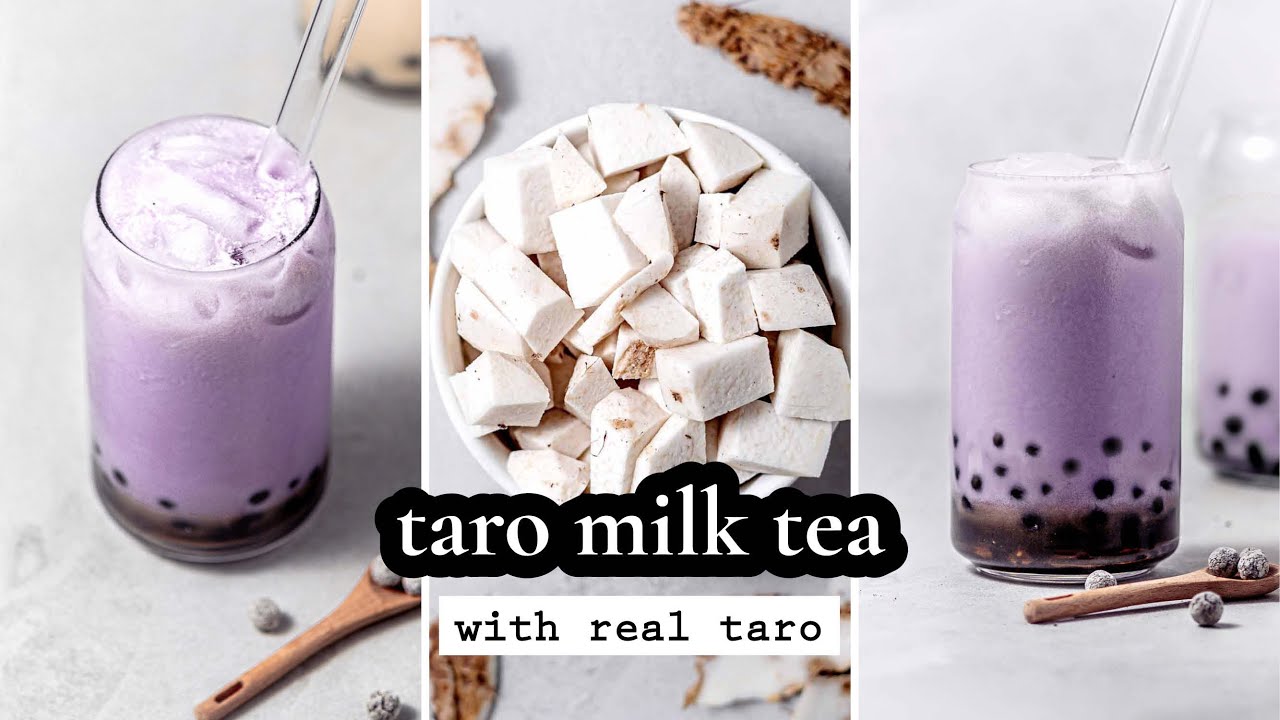 Homemade Taro Milk Bubble Tea - The Viet Vegan