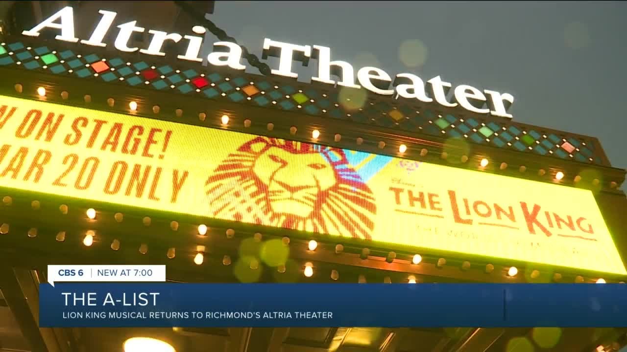 'Lion King' returns to Richmond's Altria Theater