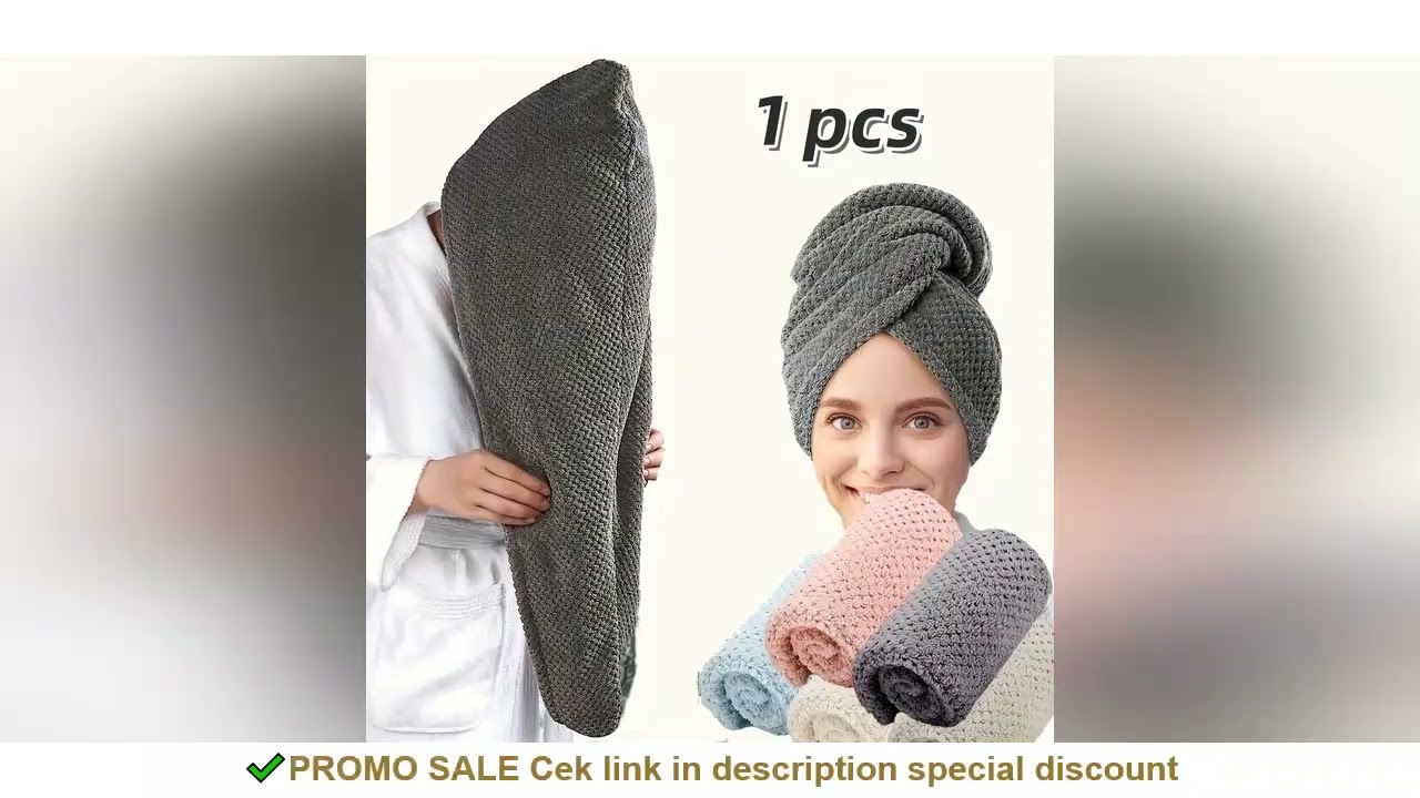 Solid color hair towel Textured dry hair cap 9.8 "X 25.5" absorbent hair towel wrap for button-down