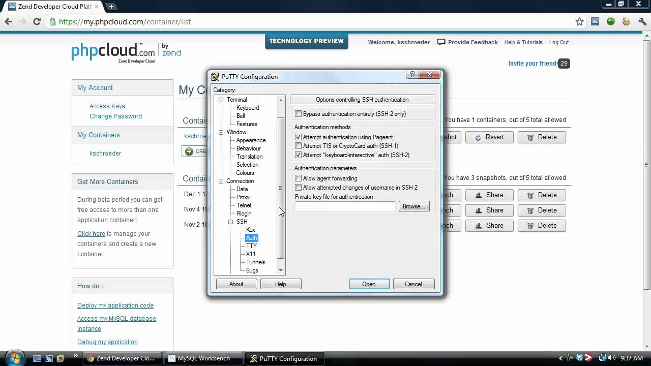 Using SSH Tunneling in the Zend Developer Cloud