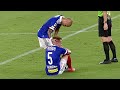 2020 J1 第6節 横浜F・マリノス vs 横浜FC - マリノス ティーラトン選手、相手選手に激しく削られ左足甲に8針を縫うほどの深い傷を負ってしまう。早く回復する事を祈っています。