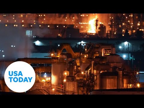 Giant oil refinery fire lights up Los Angeles skyline | USA TODAY