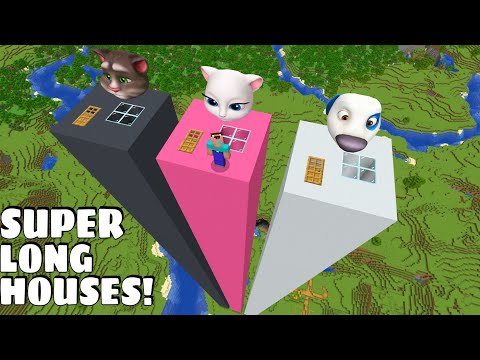 I Found SUPER LONG HOUSE OF TALKING TOM ANGELA AND HANK In Minecraft Gameplay Coffin Meme 
