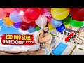 FLYING WITH GIANT BALLOONS  | epic scary challenge in swimming pool