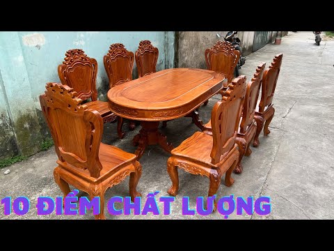 Video Báo giá bộ bàn ăn oval 8 ghế lu-i gỗ gõ đỏ | Đồ Gỗ Đẹp... - youtube