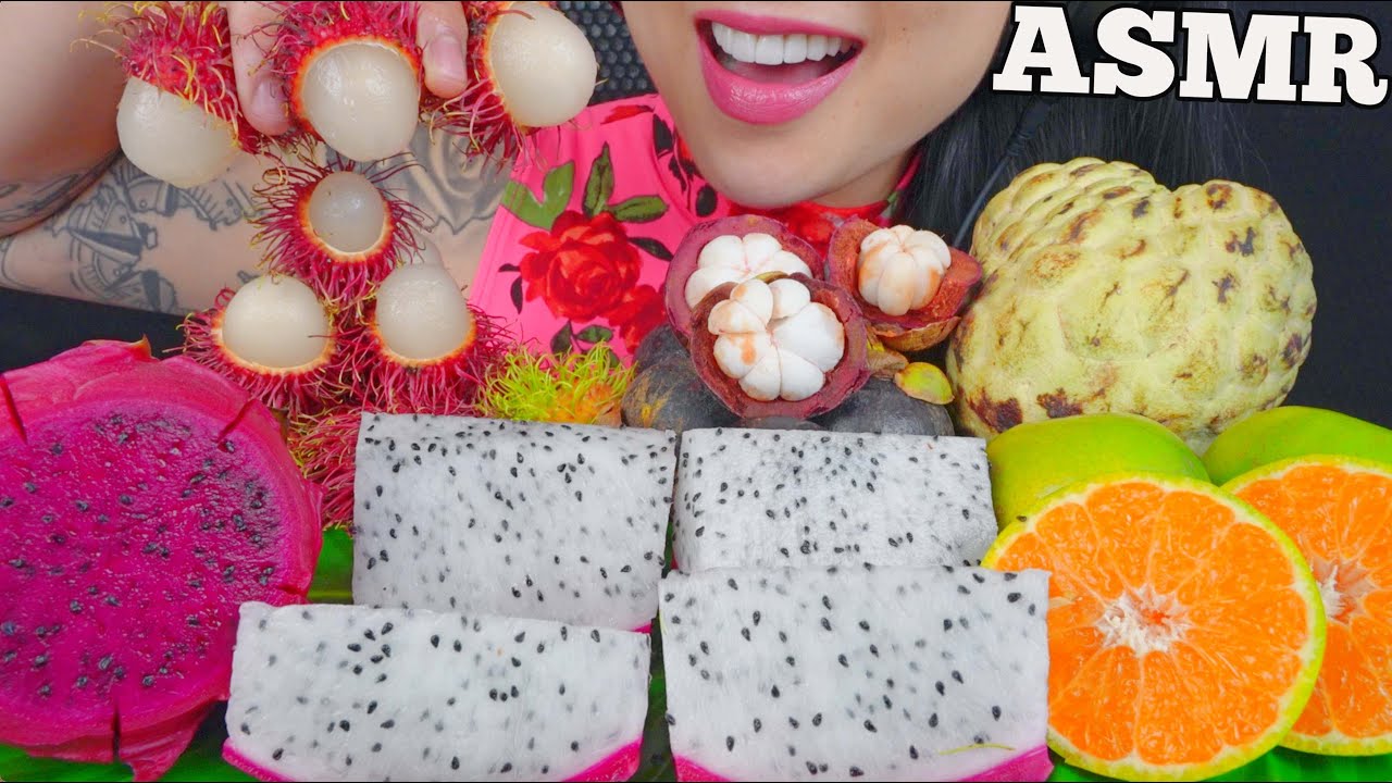 ASMR TROPICAL FRUITS *RED DRAGON + RAMBUTAN + MANGOSTEEN (EATING SOUNDS) NO TALKING | SAS-ASMR