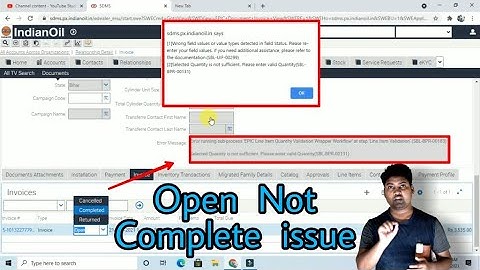 Document new connection  Line items Invoices Open not Completed issue