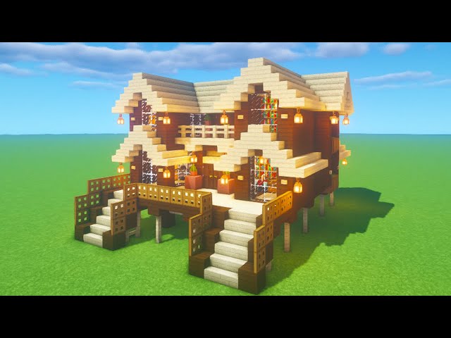172 Modern Dark Oak Wood House Minecraft Map