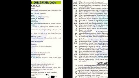 10th Class Physics Guess Paper 2024 Fbise  | 10 Class Physics Guess Paper |