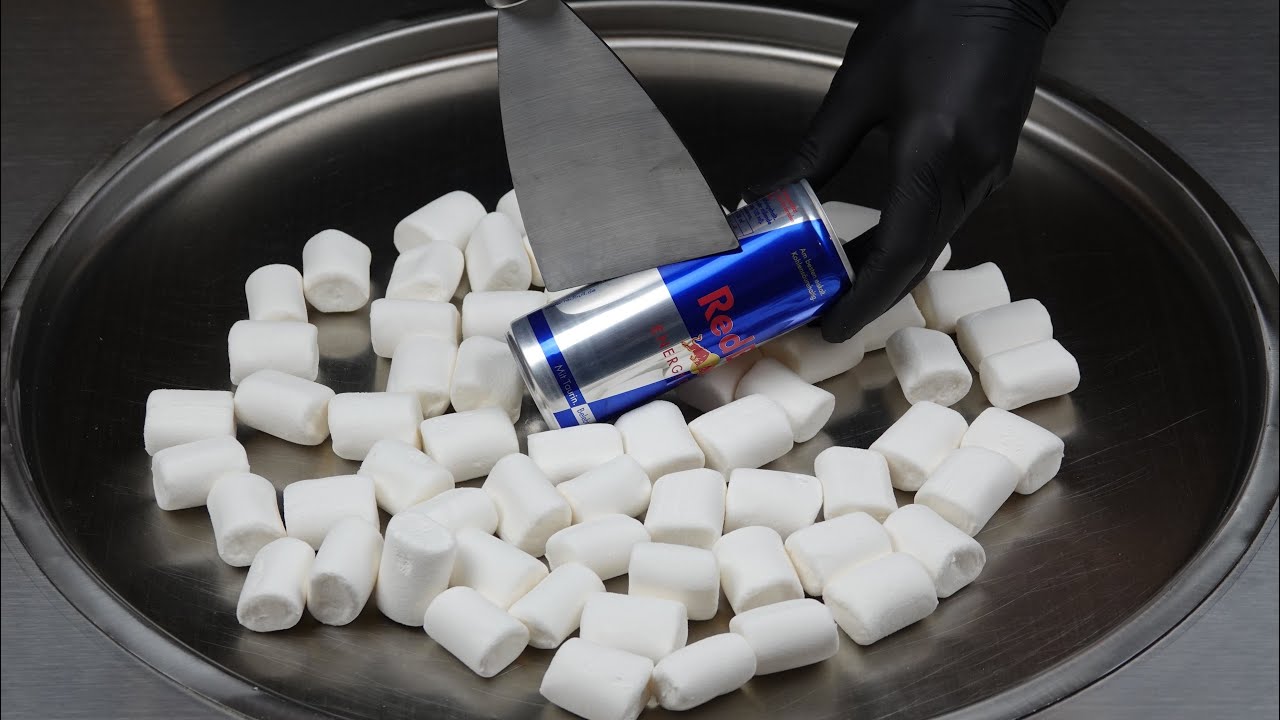 Red Bull Marshmallow Ice Cream Rolls how to make exotic and oddly