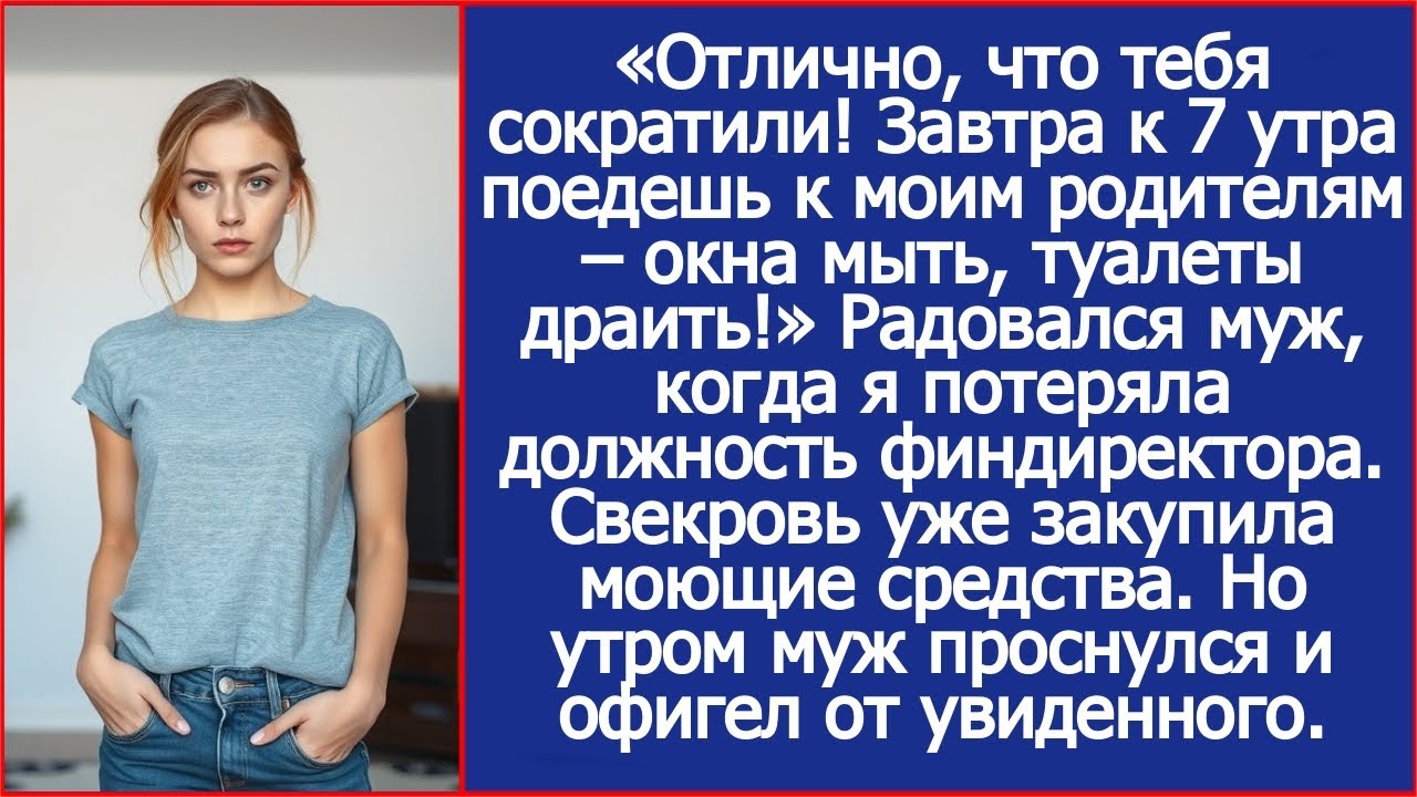 Отлично, что тебя сократили! Завтра утром к моим родителям, окна мыть, туалеты драить! Радовался муж