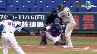 20140706 爆米花緯來挑戰賽 台電VS國訓 4上 范孟晨投出一顆觸身球 保送艾迪 形成了滿壘