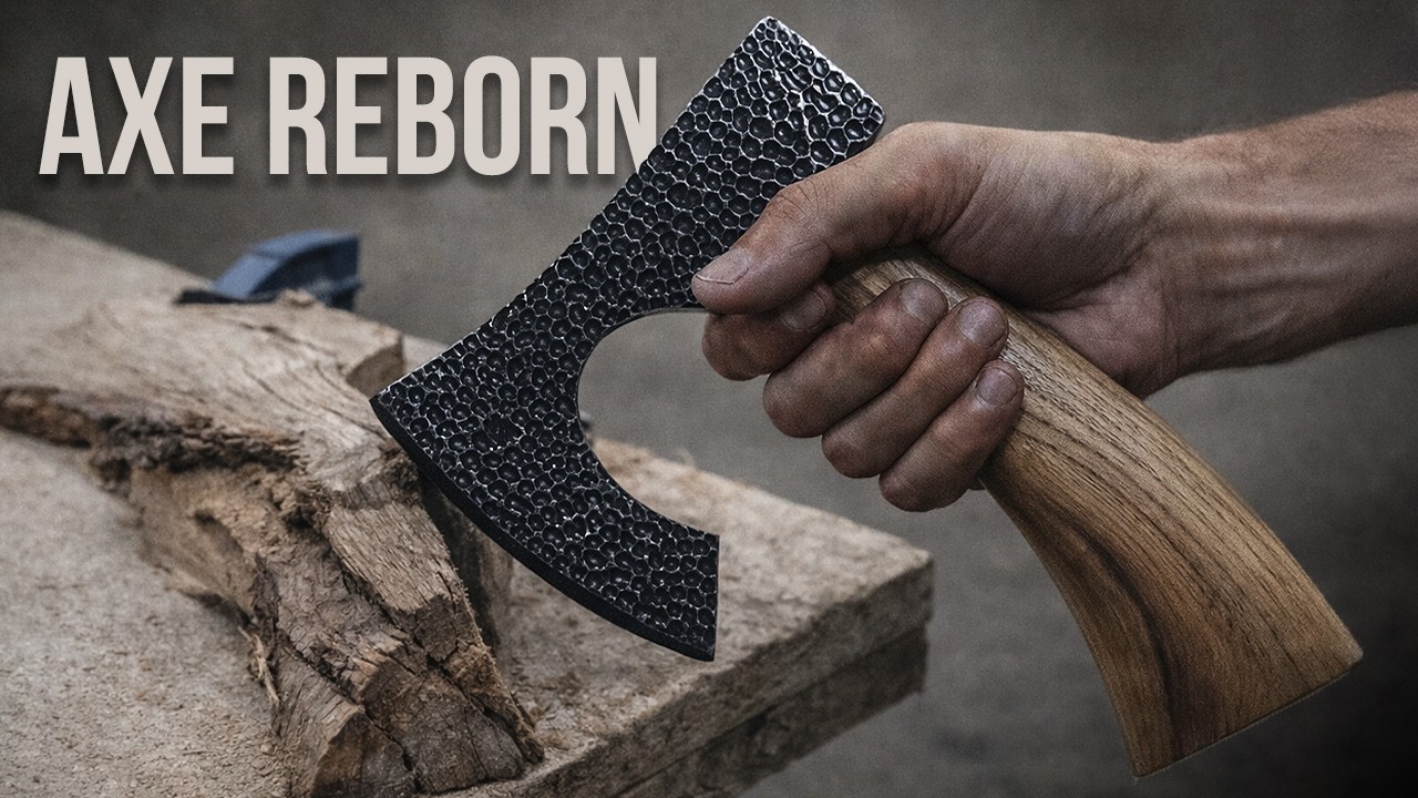 Превратил ржавый старый топор в современный (полностью ручная работа)