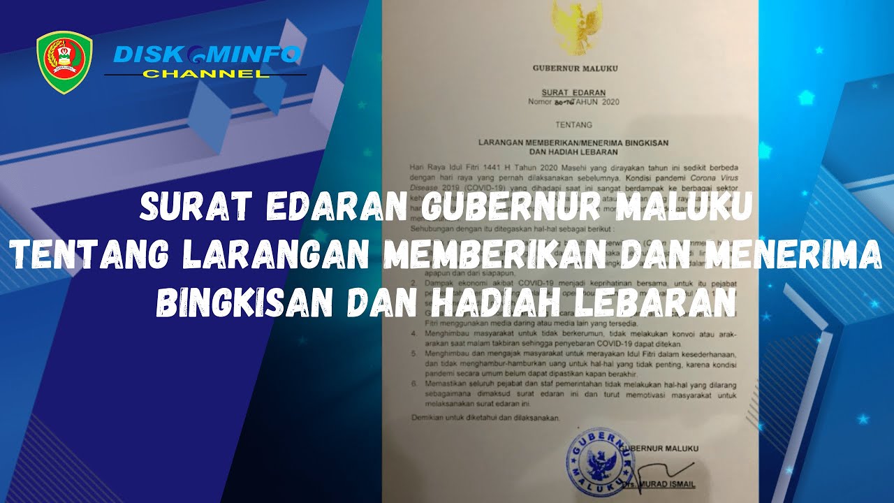 SURAT EDARAN GUBERNUR MALUKU TENTANG LARANGAN MEMBERIKAN DAN MENERIMA