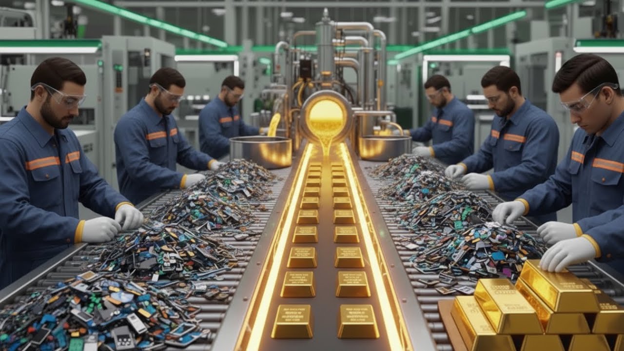 AMAZING Method! How 24K Pure Gold Extraction From Wasted Mobiles Phones — Inside the Factory Process