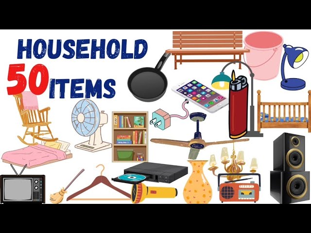 50+ HOUSEHOLD ITEMS IN ENGLISH 🛌 💡  Improve vocabulary & pronunciation 