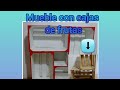 mueble con cajas de frutas (Huacales)(cajas de madera)