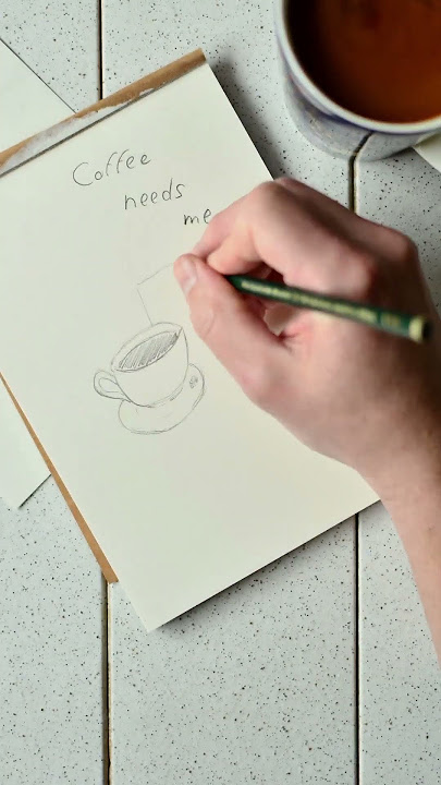 ☕ Coffee Cup Art | Timeless Sketch | #Shorts #art #satisfying