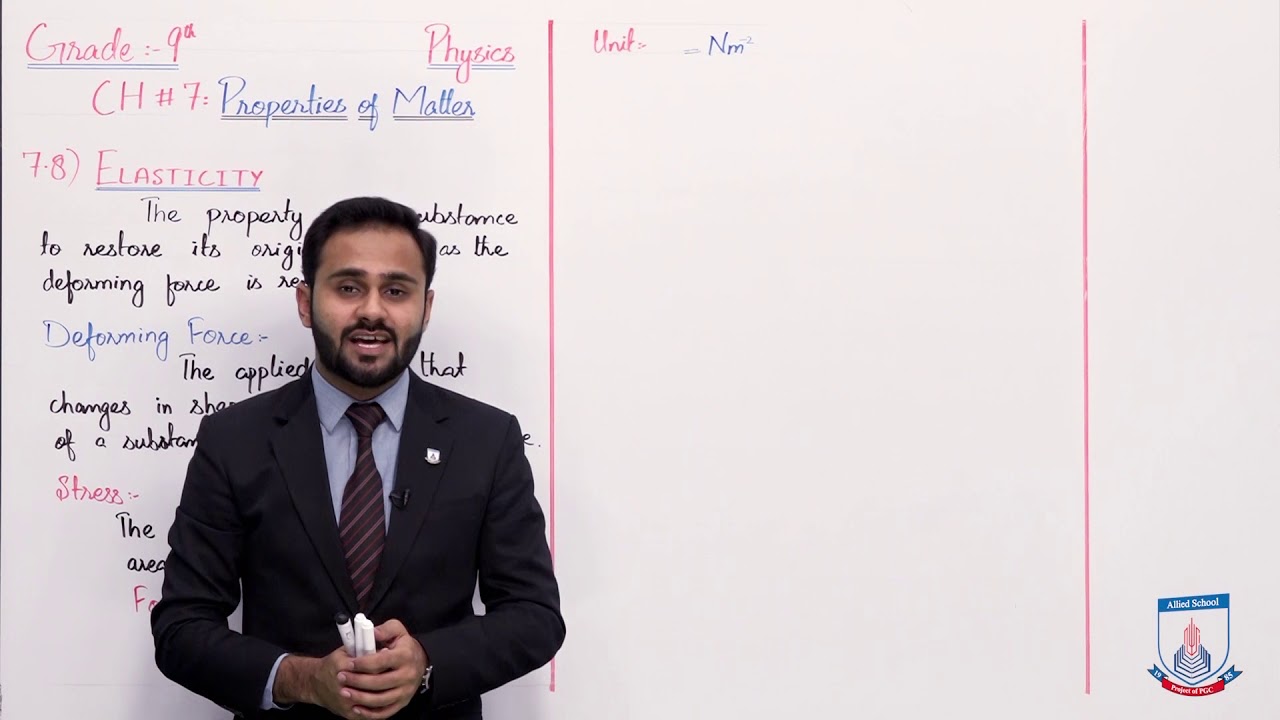 Class 9 - Physics - Chapter 7 - Lecture 8 - 7.8 Elasticity - Allied Schools